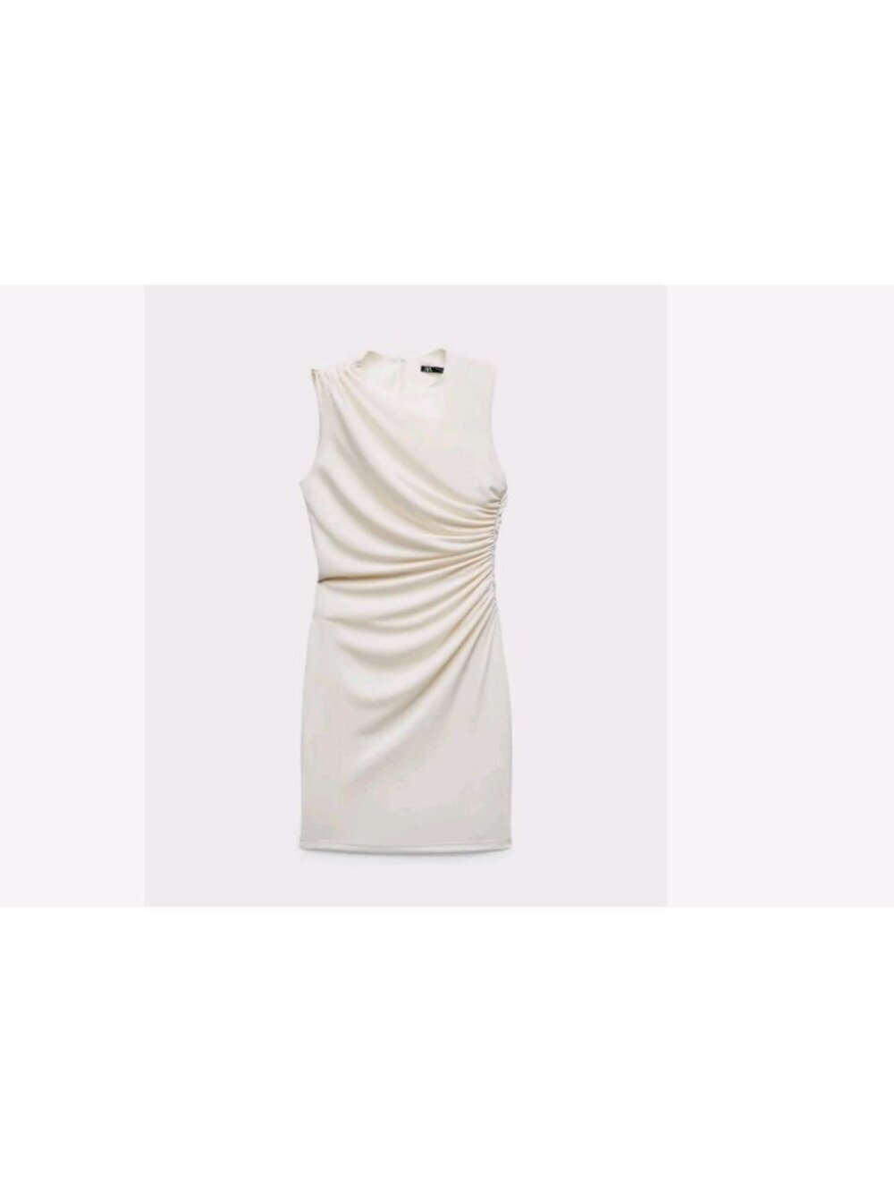 Zara Gathered Fitted Dress Cream Size XS 3067/248